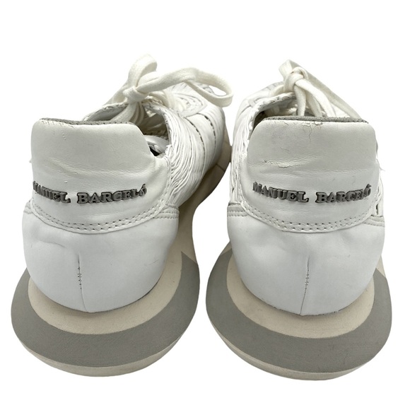 NWOB Manuel Barcelo Laval Napalin White Rafia Leather Sneakers Sz 41 = US 11 - Picture 5 of 9